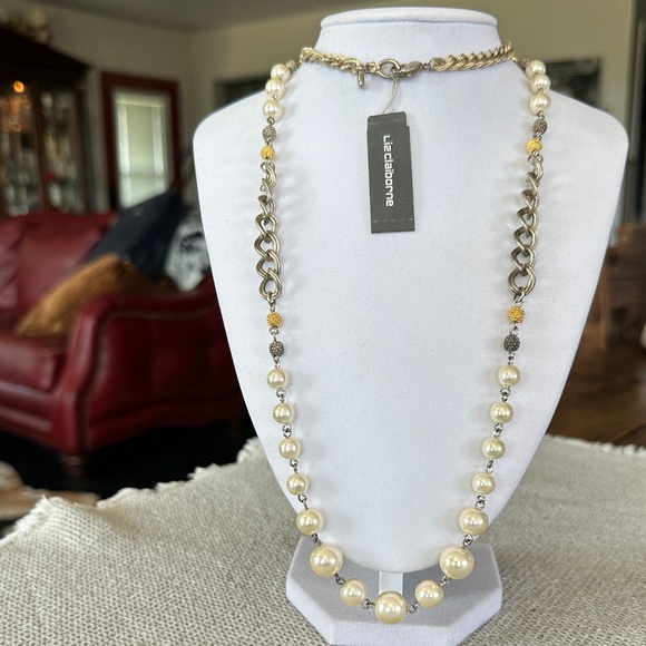 Liz Claiborne Pearl and Gold-Tone Necklace